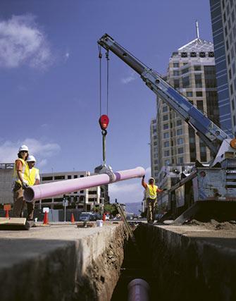 Purple pipes carry recycled water separately in streets