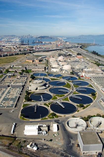 EBMUD's Treatment Plant treats sewage to meet stringent state and federal standards before recycling it or releasing it to the Bay.