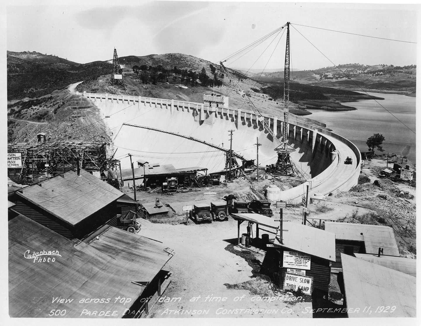 View across top of dam at time of completion. (September 1929)	
