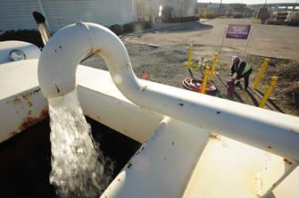 A Truck Fills Up on Recycled Water using an Air Gap