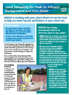 Fact sheet on Lead Sampling for Pre K-12 Schools is available for download below.