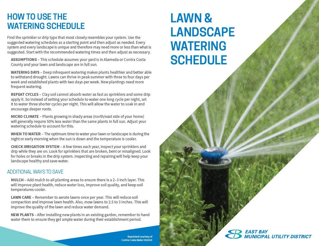 Flier Bundle Water Scheduling Guide East Bay Municipal Utility 