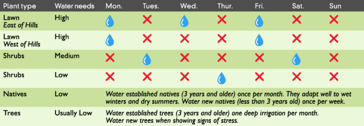 Watering Schedule 06 2017