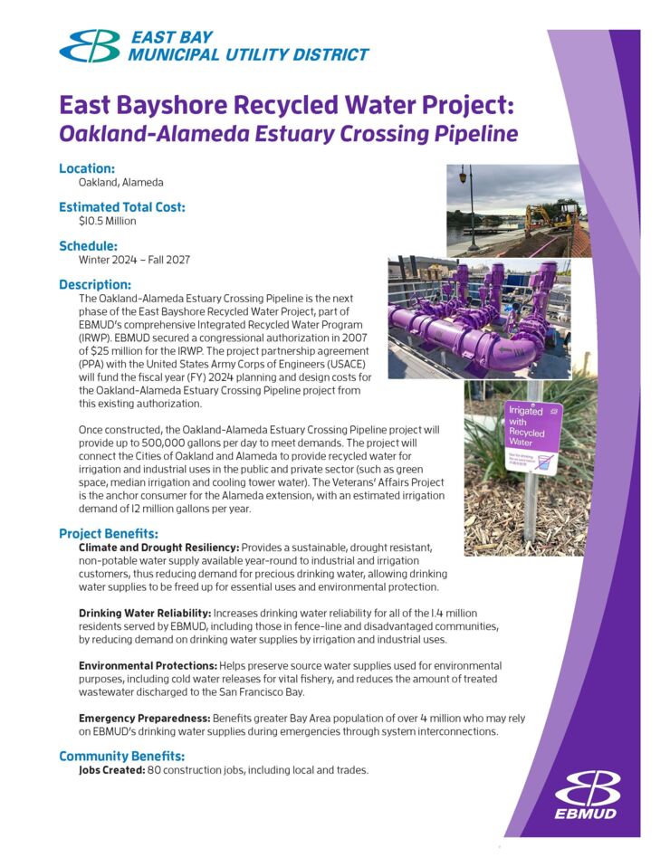 Alameda Estuary RW Pipeline Fact Sheet 012424 Page 1