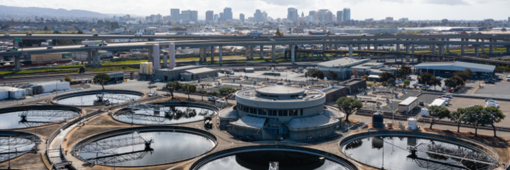 EBMUD's Treatment Plant treats wastewater to meet stringent state and federal standards before recycling it or releasing it to the Bay. EBMUD's Treatment Plant treats wastewater to meet stringent state and federal standards before recycling it or releasing it to the Bay.