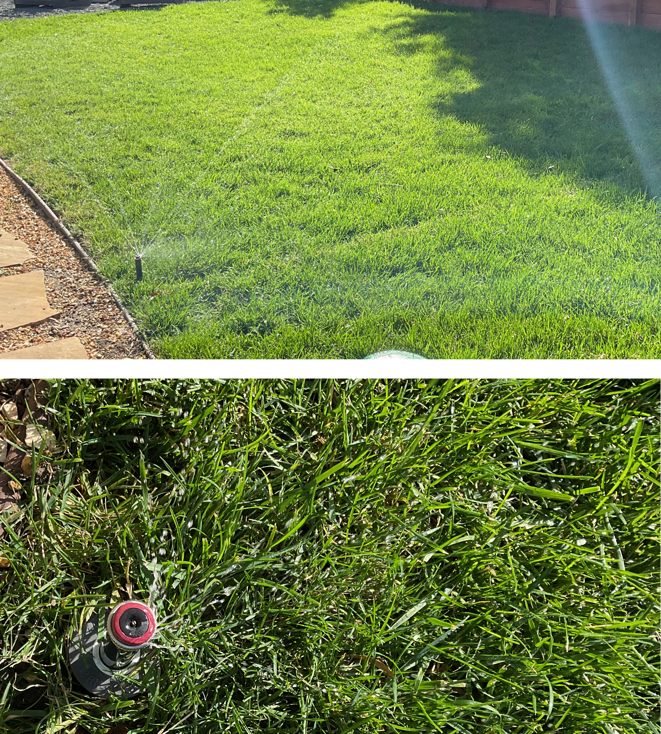 After photos showing all sprinkler nozzles within the irrigaiton zone have been converted to high-efficiency nozzles.